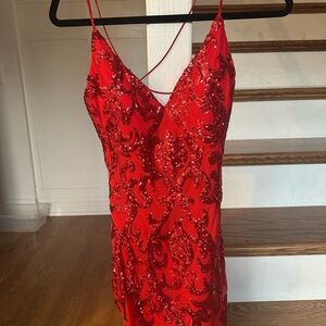 Elegant Red Sequin Dress